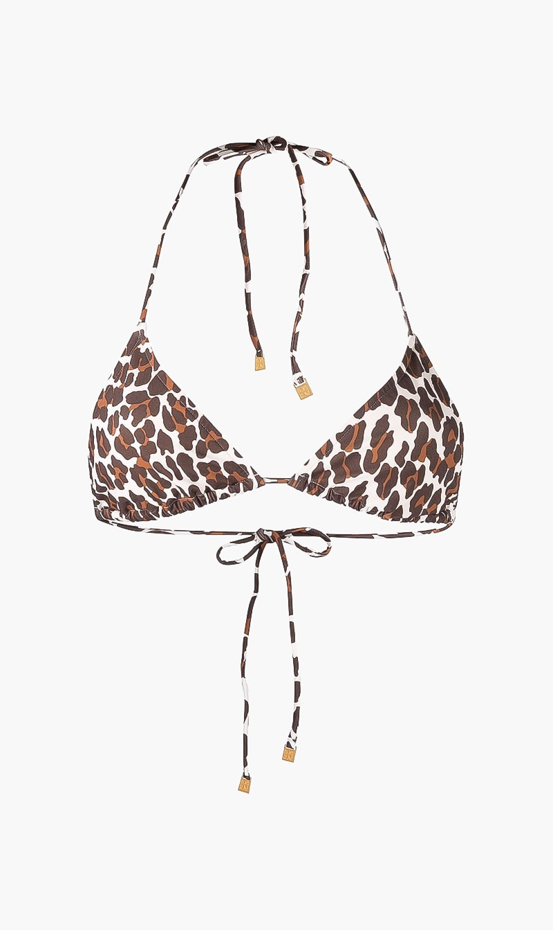 

Printed String Bikini Top, Brown