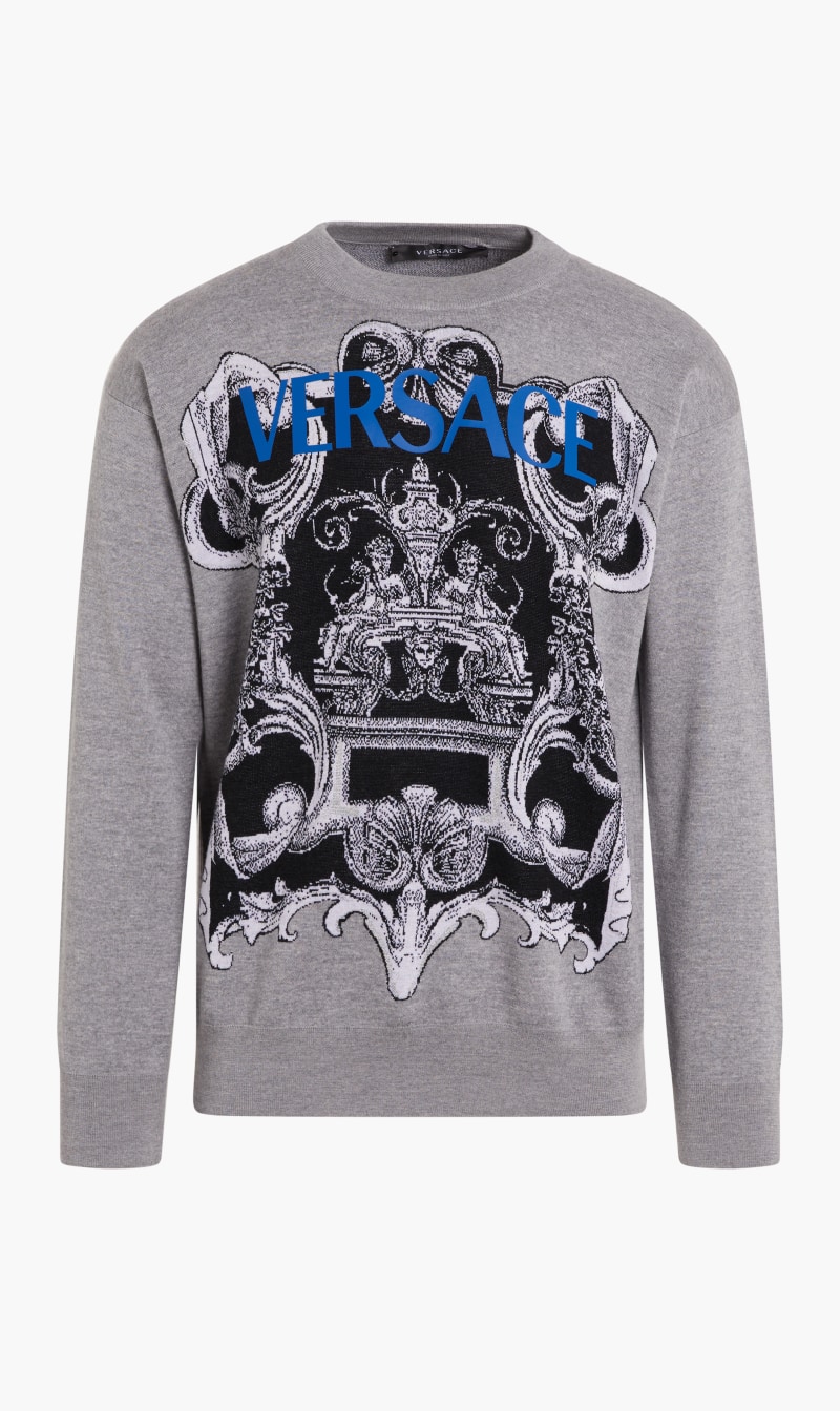 

Versace Grey Sweatshirt Rn Ls Baroque Placement Logo Mid-grey for Men | The Deal Outlet