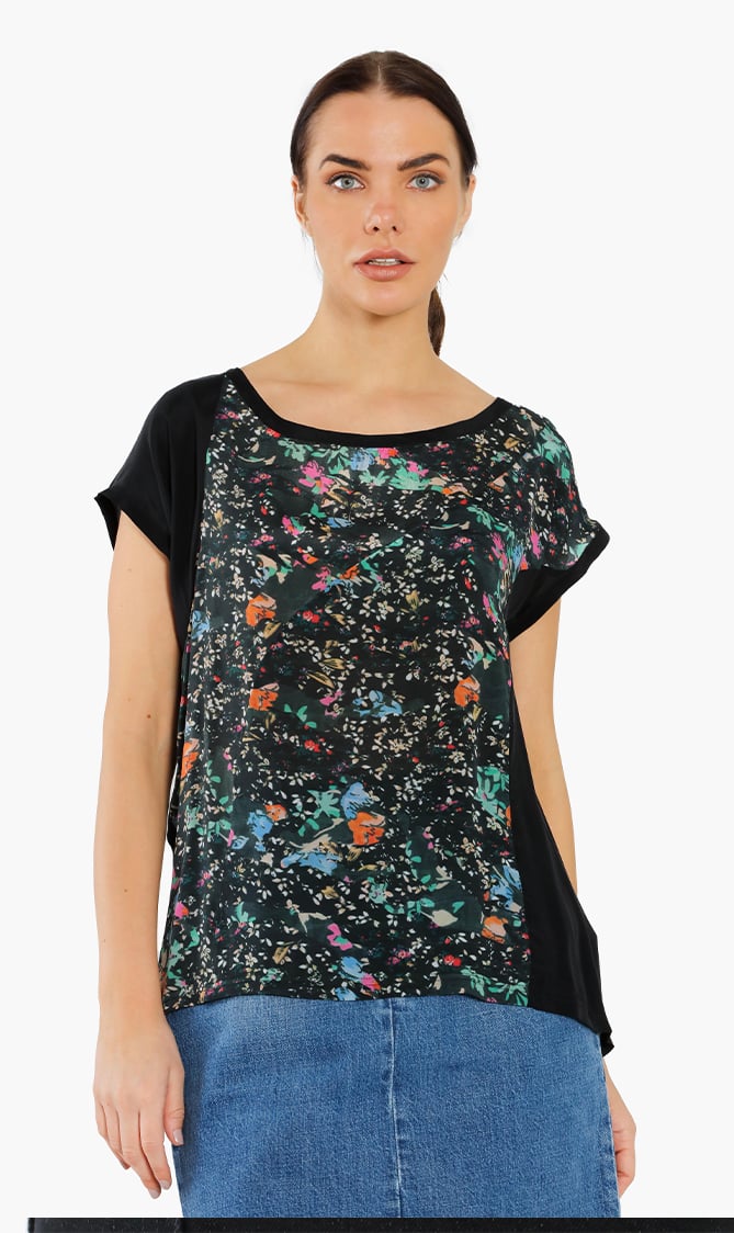 

Toleac Print Blouse, Black