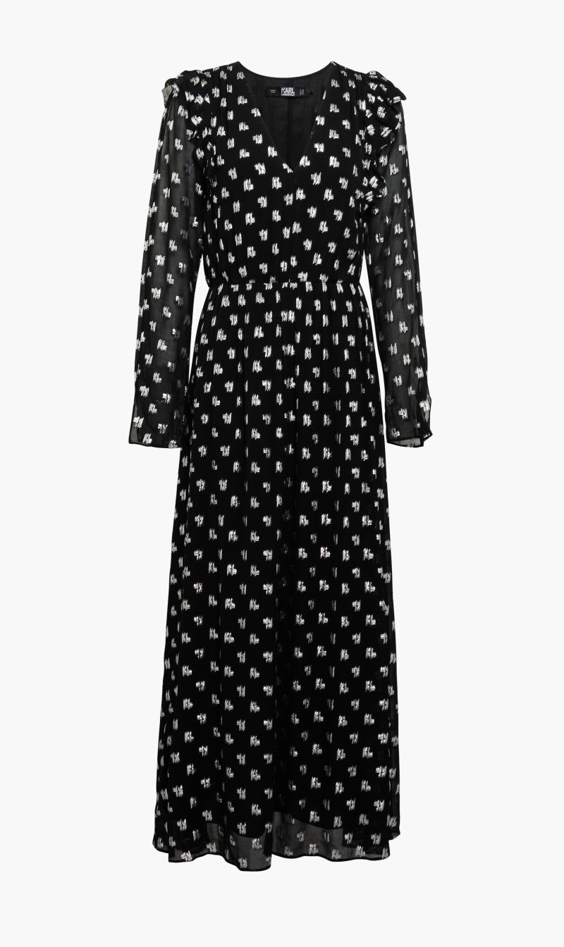 

Karl Lagerfeld Black Metallic Monogram Dress for Women | The Deal Outlet