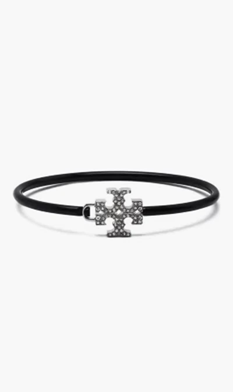 

Tory Burch Black Eleanor Enamel Pave Hinged Cuff for Women | The Deal Outlet