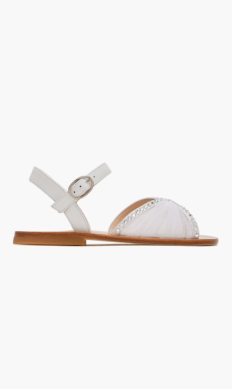 Andrea Wazen White Katy Mini Sandals for Girls