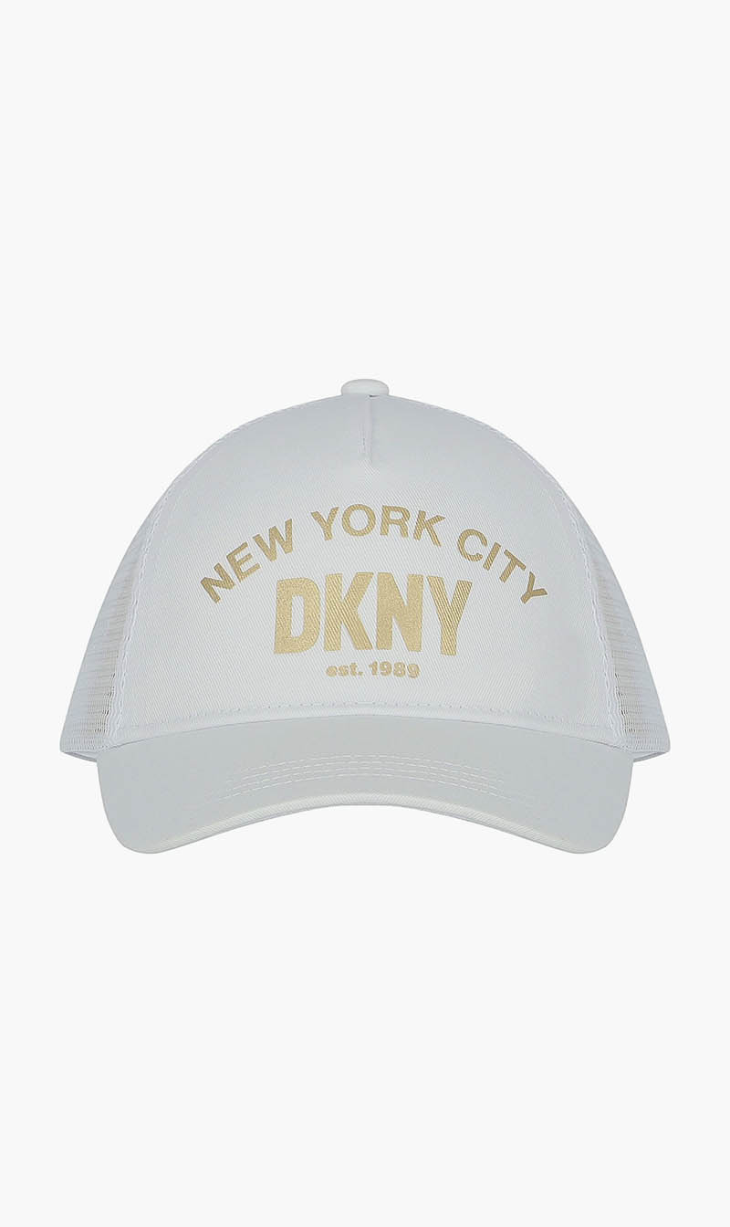 

Dkny White White And Gold Logo Cap for Girls | The Deal Outlet