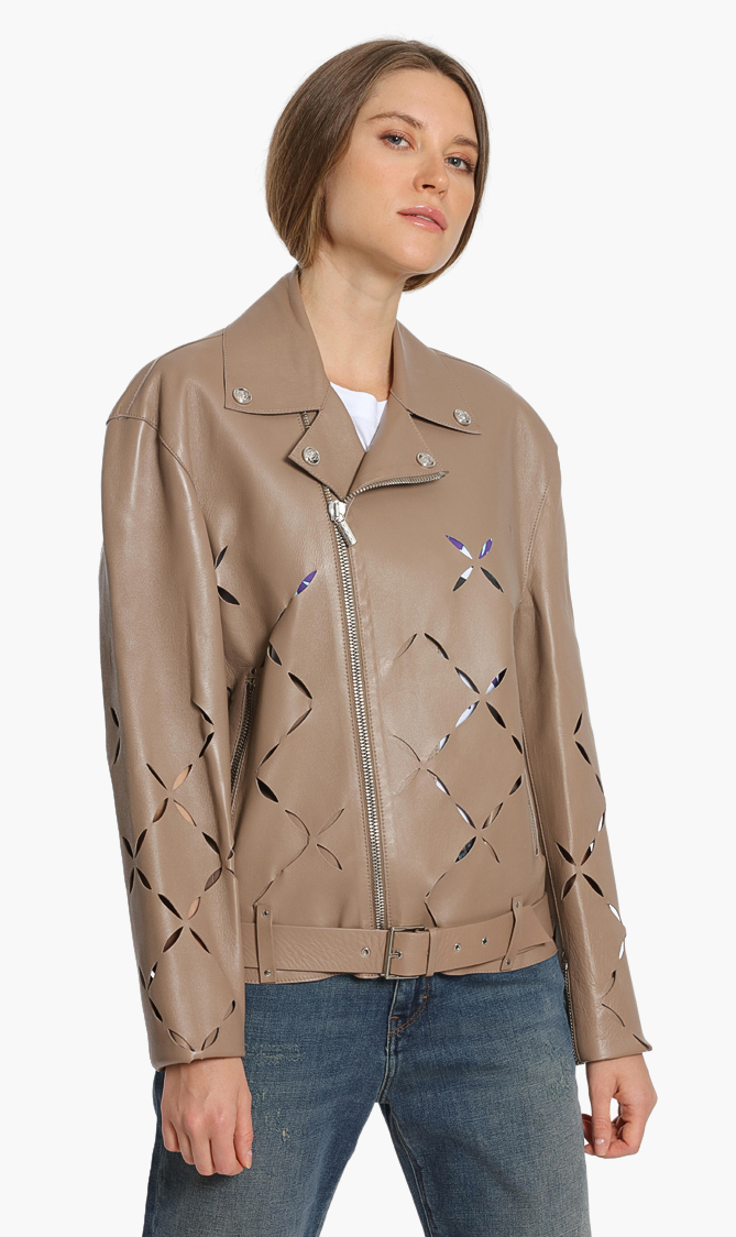 

Versace Leather Cut-out Biker Jacket
