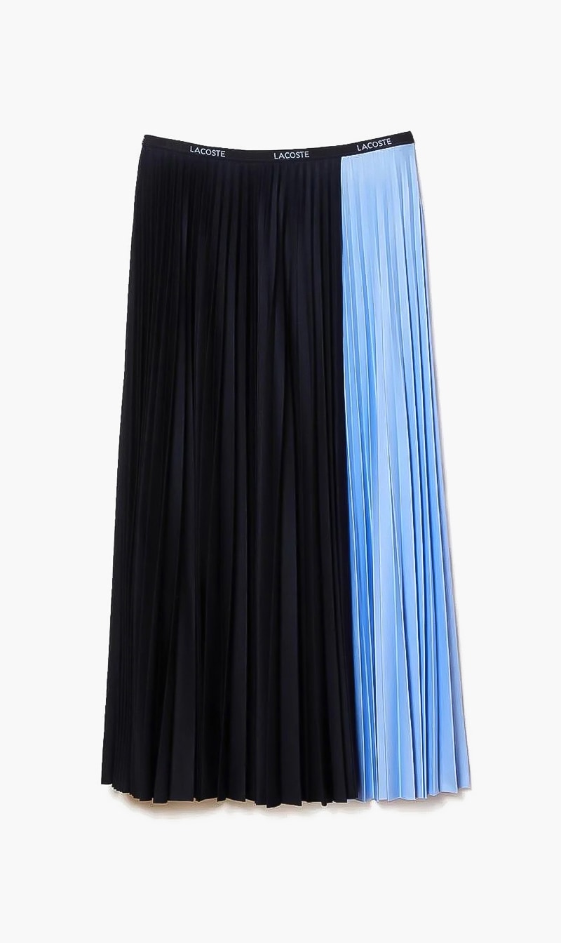 

Colorblock Pleated Skirt, Blue