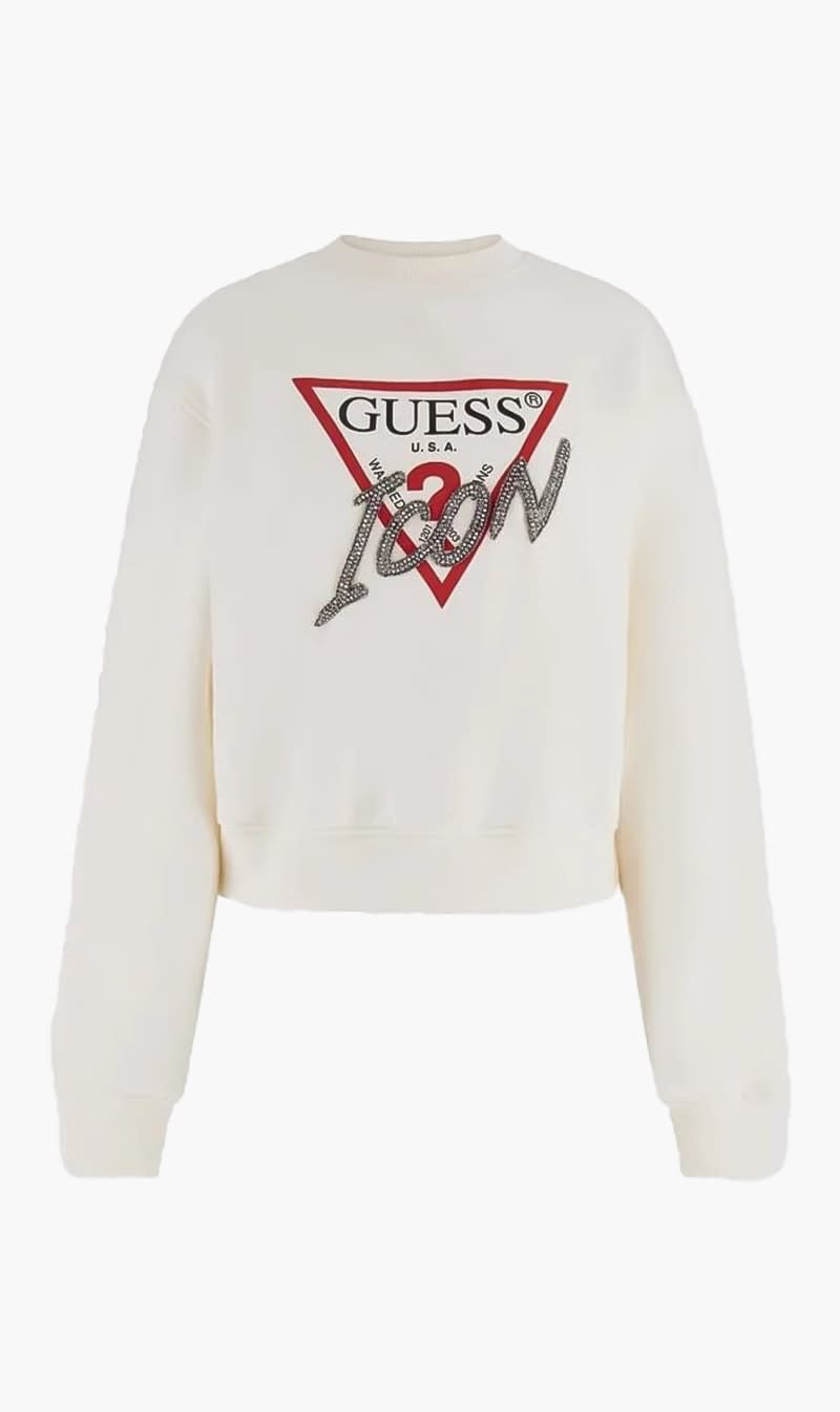 

Guess White Cn Icon Sweatshirt for Women | The Deal Outlet