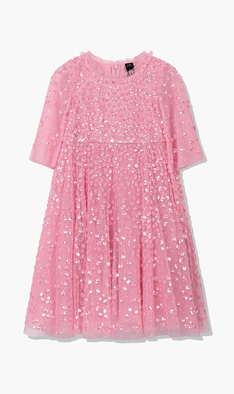 

Needle & Thread Pink Leila Dot Cape Kids Dress for Girls | The Deal Outlet