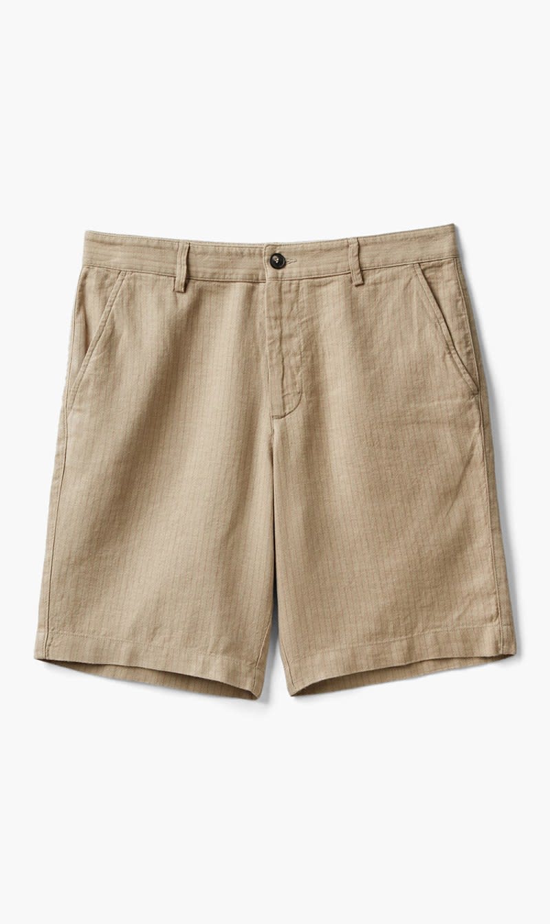 United Colors Of Benetton Beige Striped Linen Shorts for Men