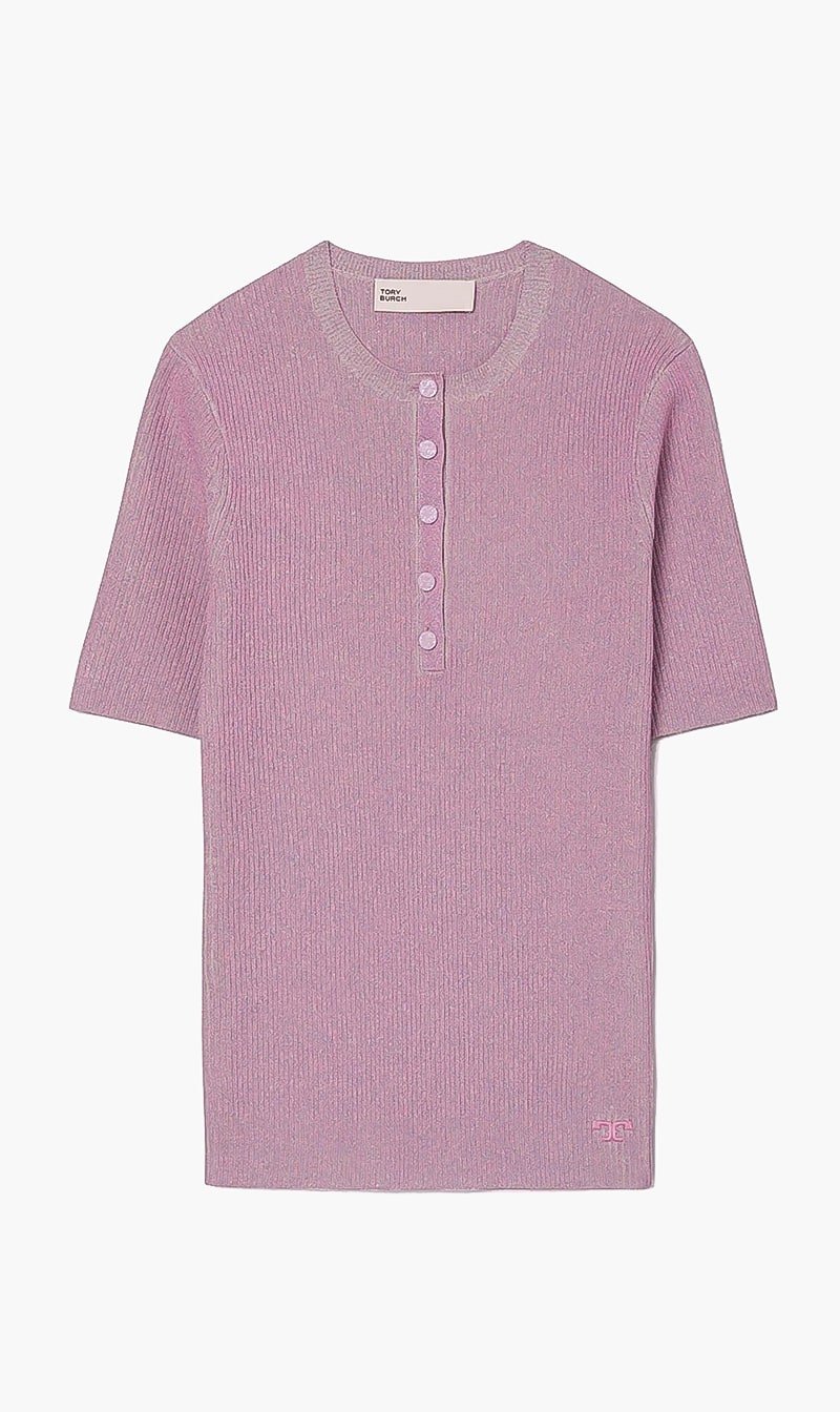

Tory Burch Pink Viscose Ribbed Henley for Women | The Deal Outlet