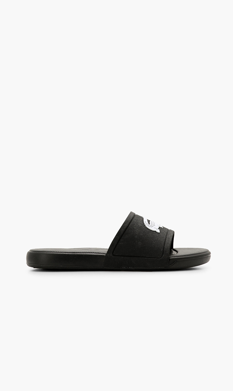 

Lacoste Black Signature Logo Slides for Boys | The Deal Outlet