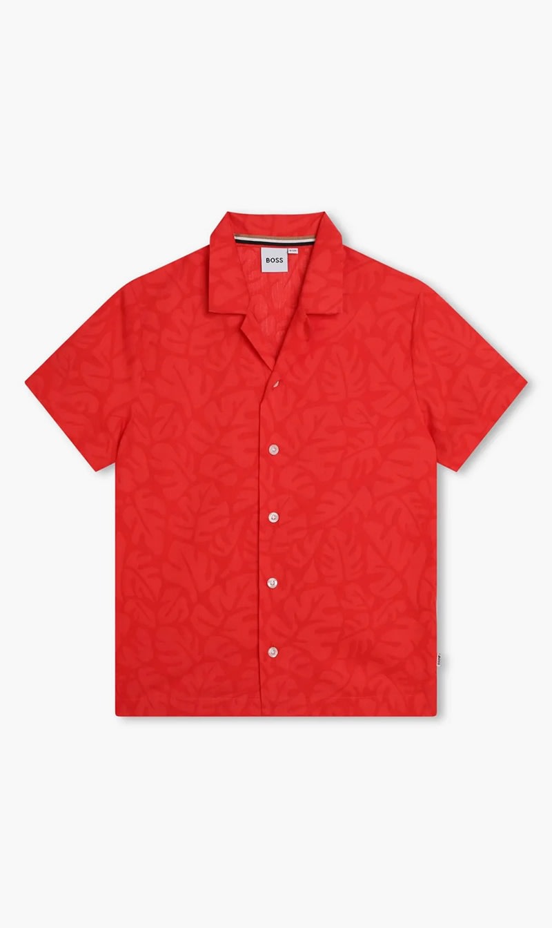 

Hugo Boss Red Leaf Print Cotton Shirt for Boys | The Deal Outlet