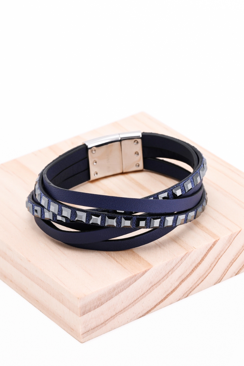 

SWAROVSKI Celeb Navy Blue Leather Bracelet