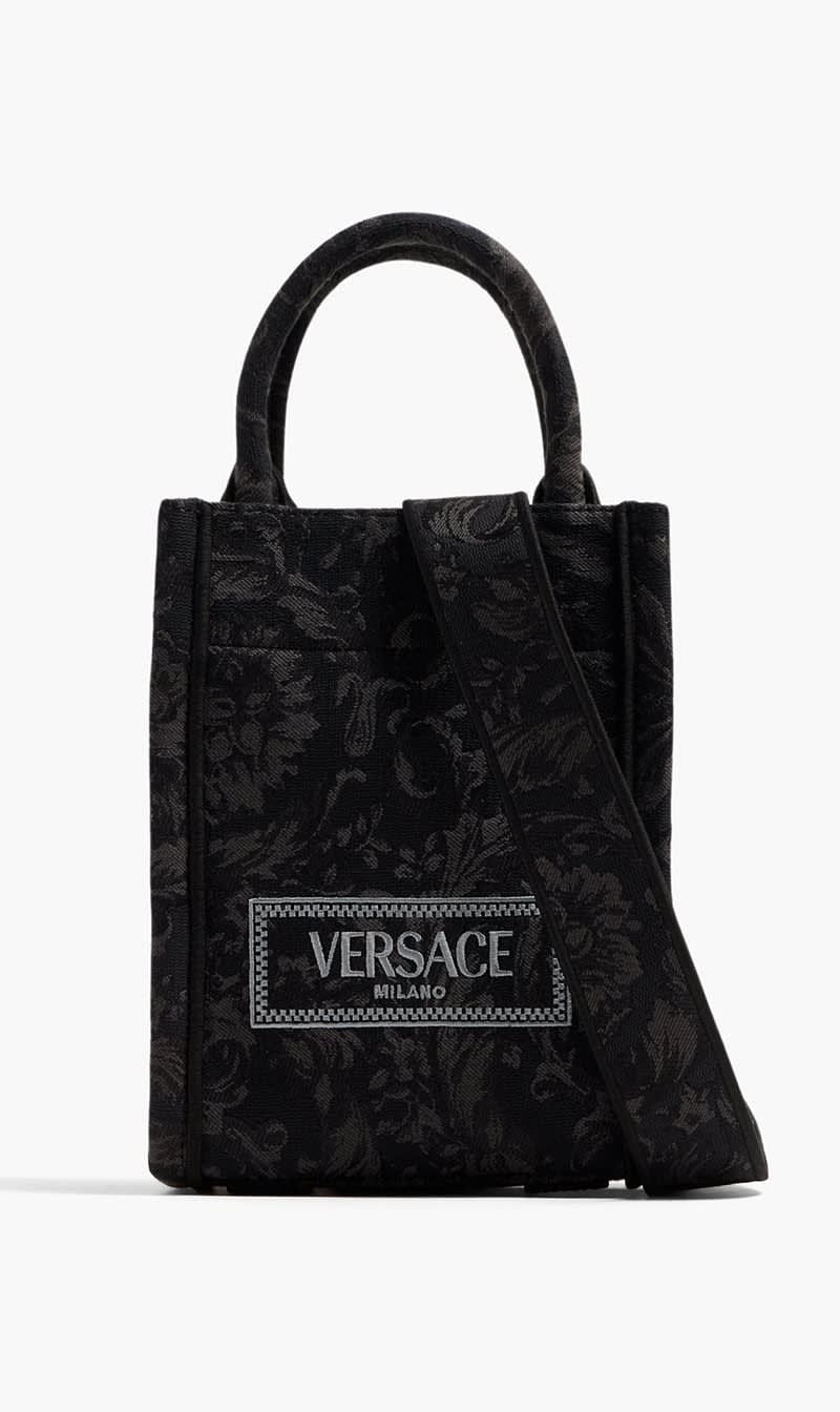 

Versace Black Mini Tote Embroidery Jacquard Barocco+calf for Men | The Deal Outlet