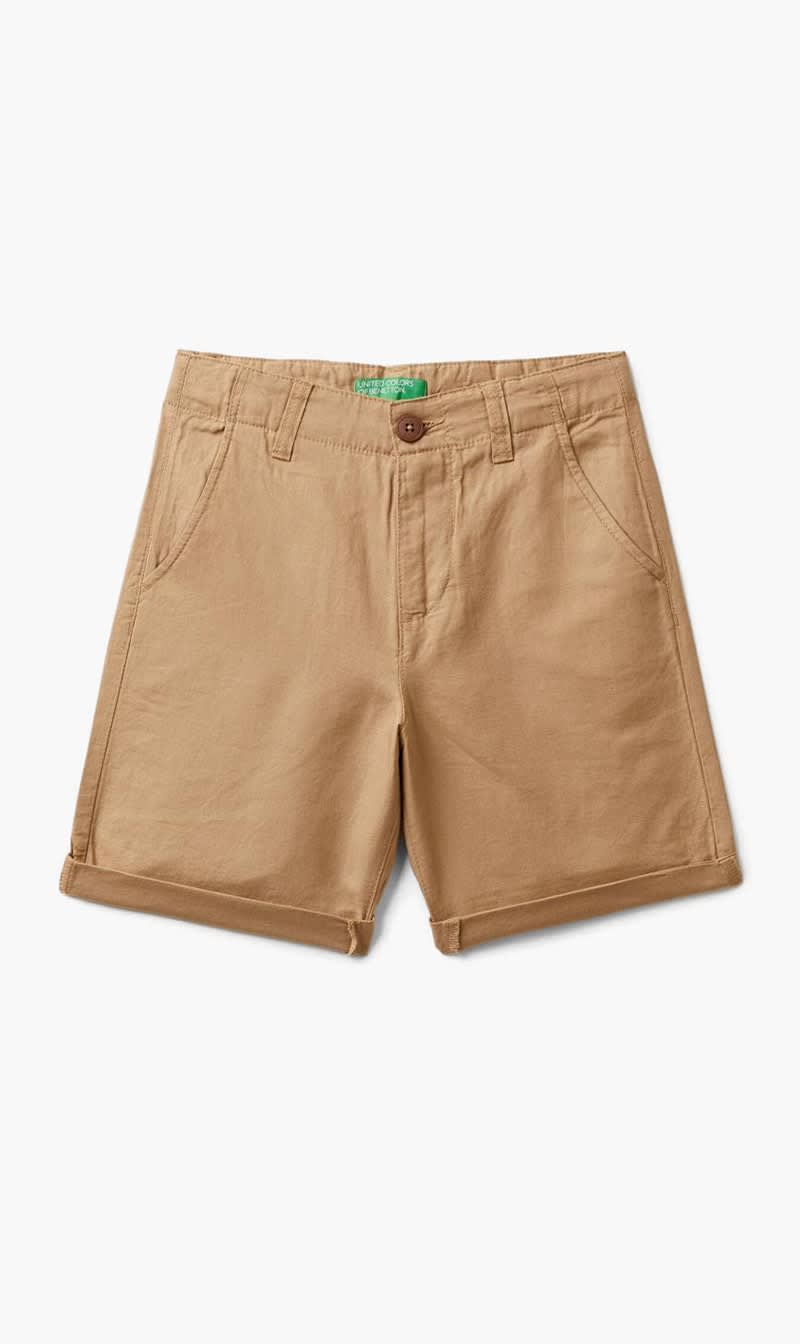 United Colors Of Benetton Beige Chino Linen Shorts for Boys