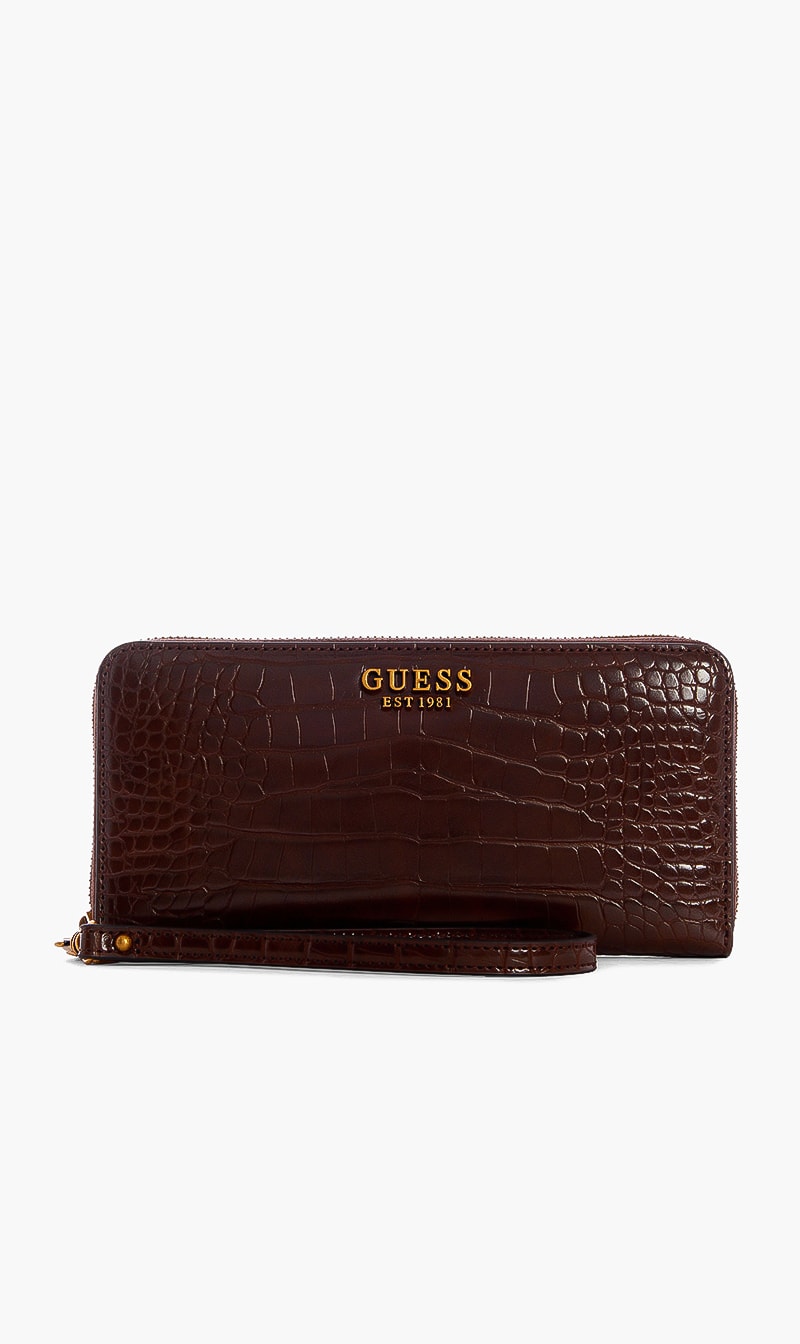 

Guess Brown Laurel Textured Large Wallet for Women | The Deal Outlet