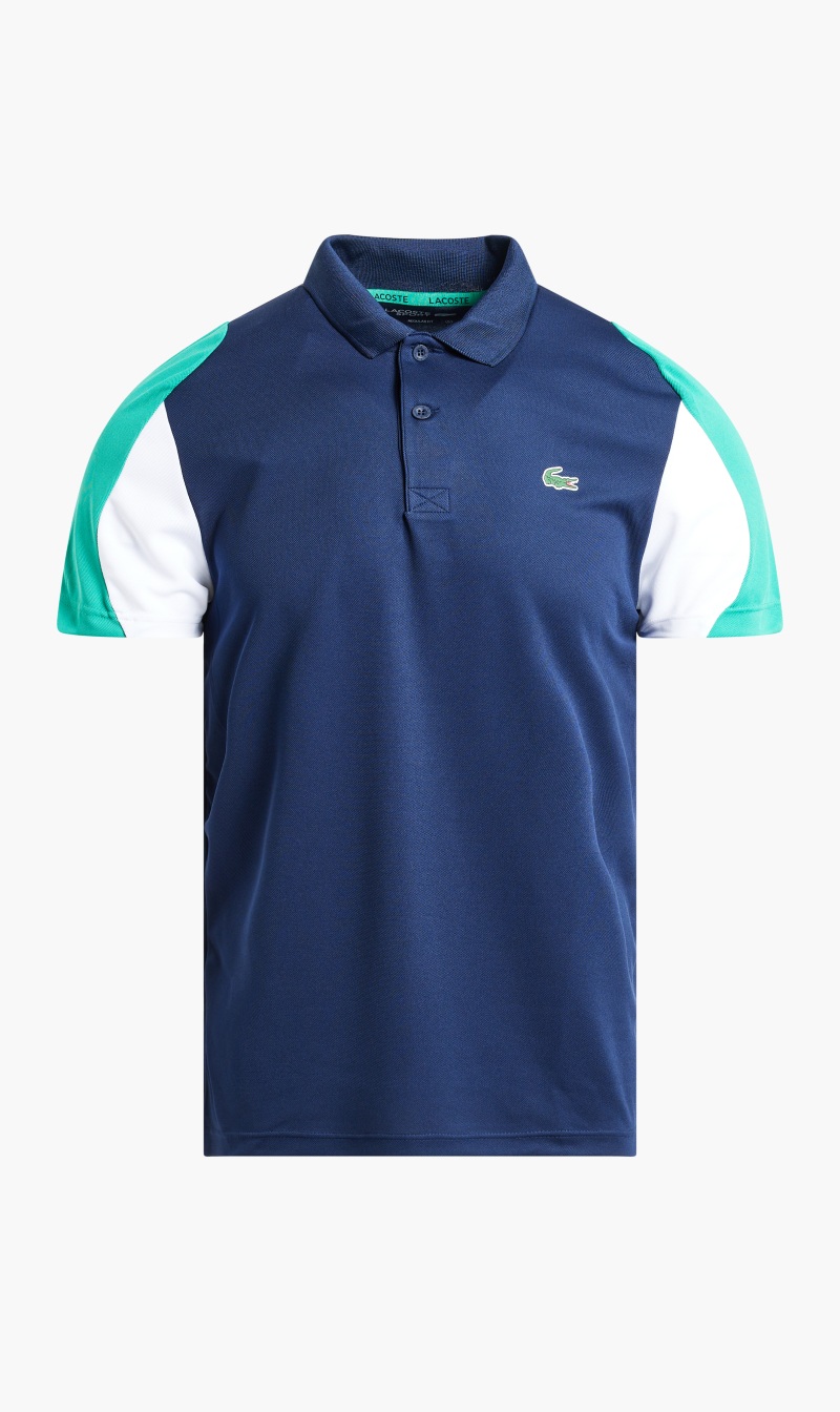 

Short Sleeved Ribbed Collar Shirt, Blue