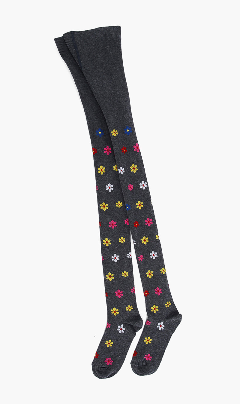 

Floral Design Tights, Grey