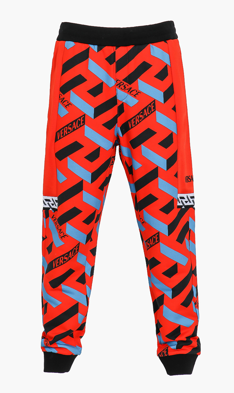 

Geometric Panel Pants, Red