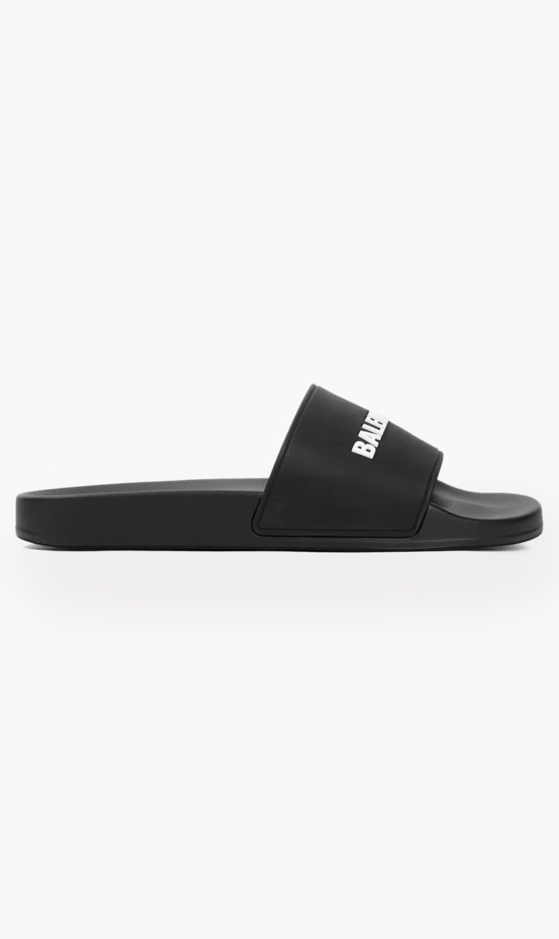 

Balenciaga Black Pool Slide Rubber Bal for Men | The Deal Outlet