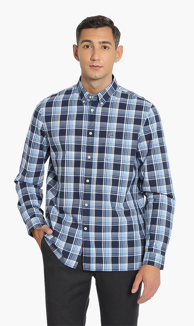 

LACOSTE Check Poplin Regular Fit Shirt