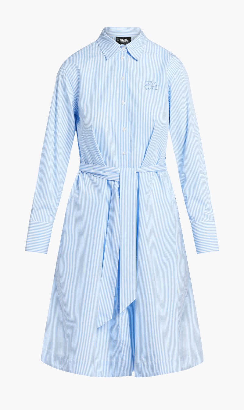 

Karl Lagerfeld Blue Stripe Embroidery Shirtdress for Women | The Deal Outlet