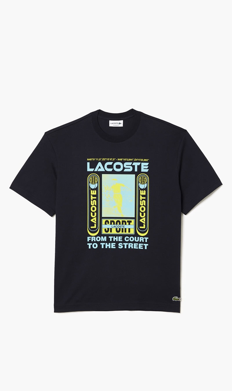 

Lacoste Blue Relaxed Fit Rene Print T-shirt for Men | The Deal Outlet