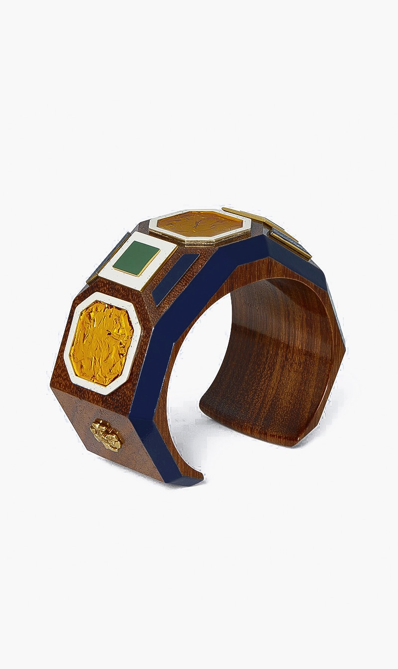 

Geo Wood Cuff Bracelet, Brown
