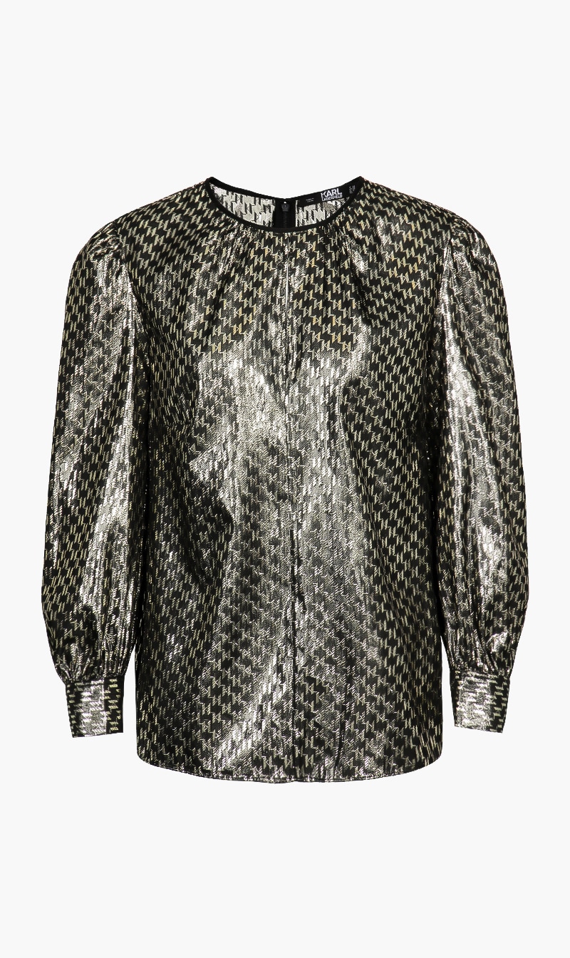 

Karl Lagerfeld Black Lurex Monogram Shirt for Women | The Deal Outlet