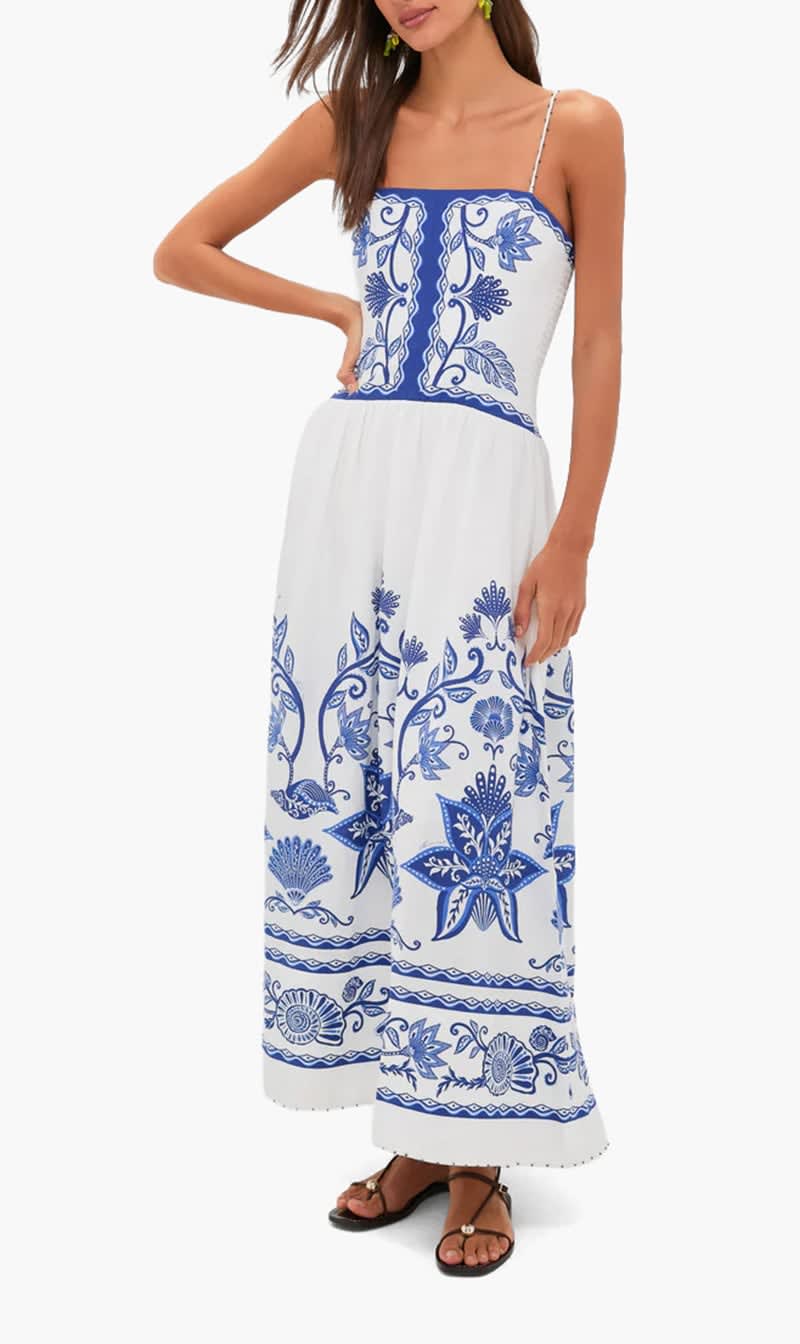 

Farm Rio White Shell Garden Off-white Sleeveless Midi Dress for Women | The Deal Outlet