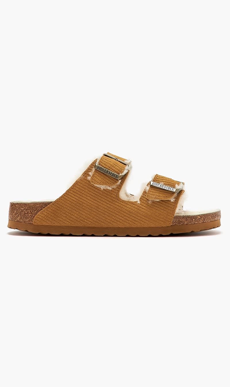 

Birkenstock Brown Arizona Narrow Width Shearing Sandals for Women | The Deal Outlet