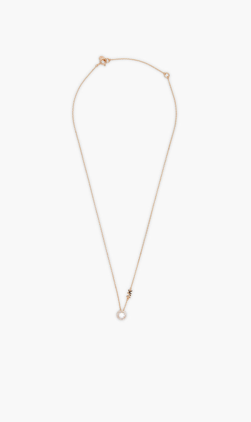 

Michael Kors Gold Pave Halo Necklace Rose Gold for Women | The Deal Outlet