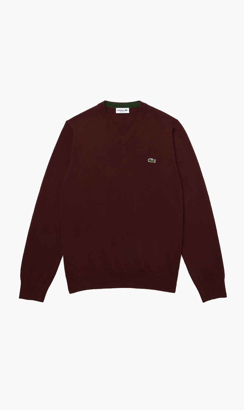 

V Neck Organic Cotton Sweater, Red