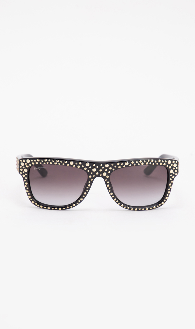 

Salvatore Ferragamo Black Studs Boutique Wayfarer Sunglasses for Women | The Deal Outlet