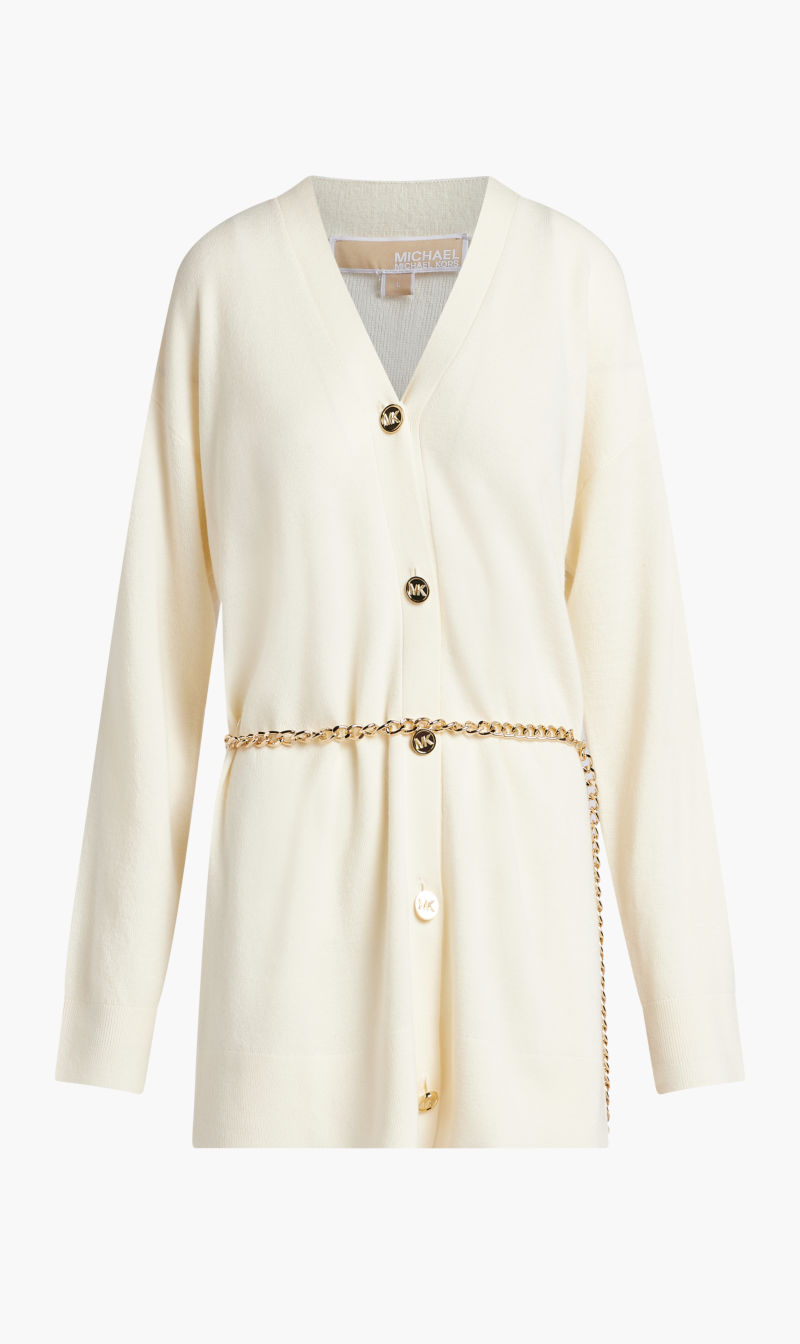

Michael Kors Beige Empire Chain Belt Cardi for Women | The Deal Outlet