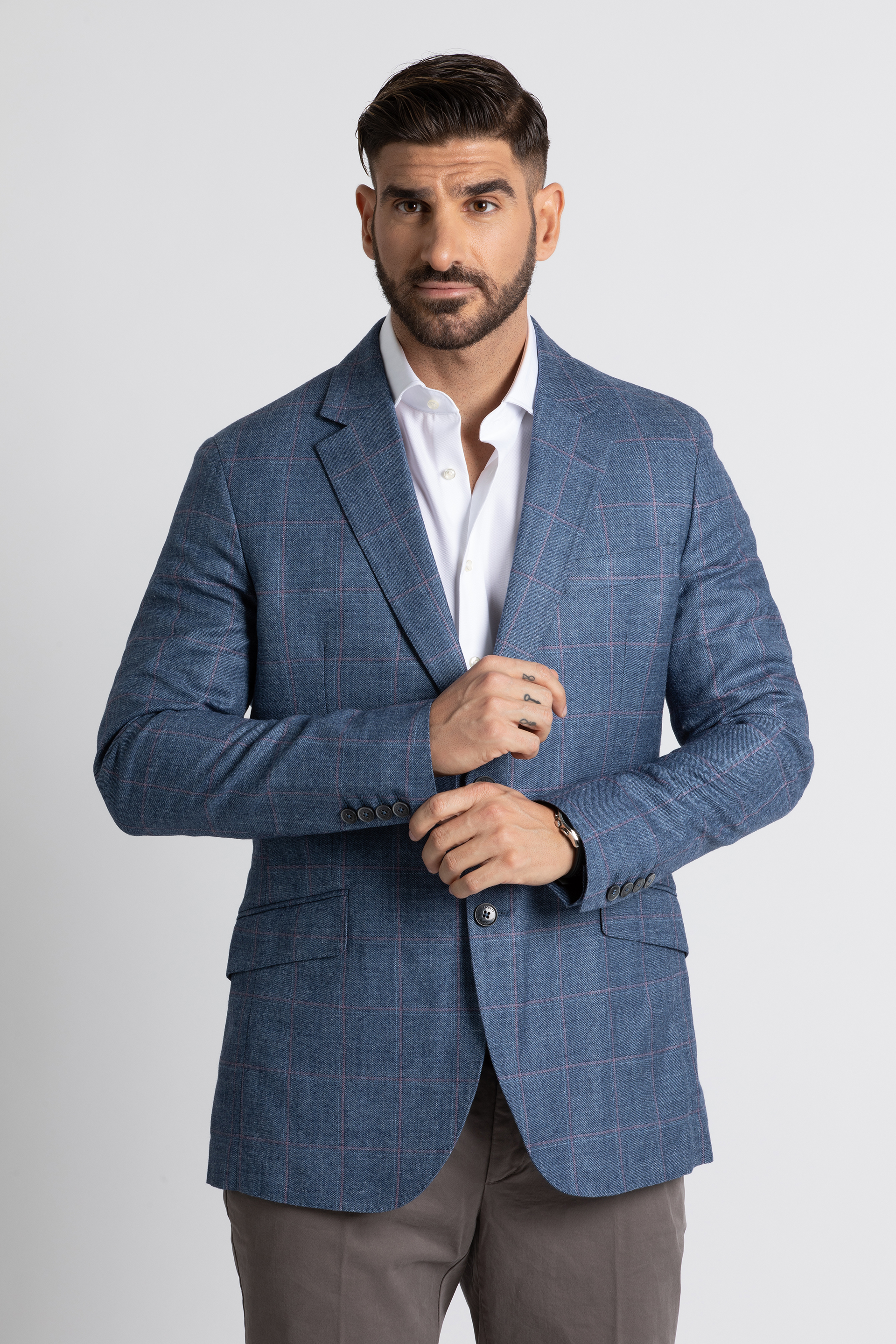 

Hackett London Windowpane Check Wool Suit Jacket