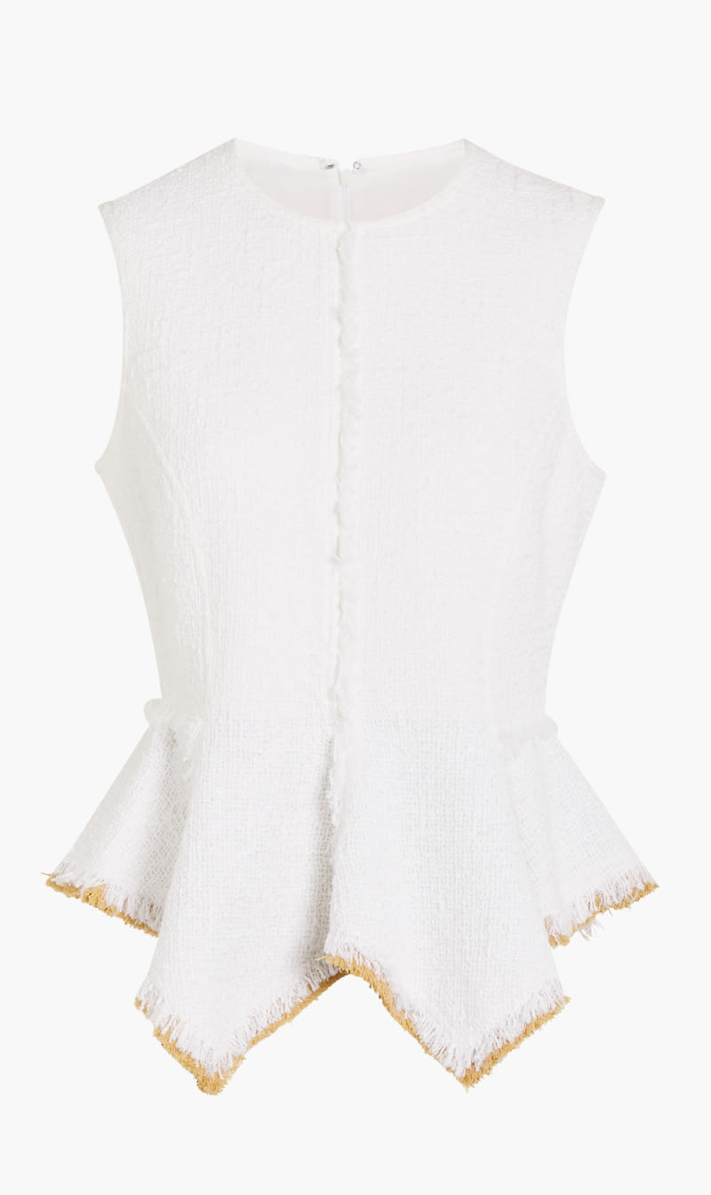 

Tory Burch White Cotton Tweed Top for Women | The Deal Outlet