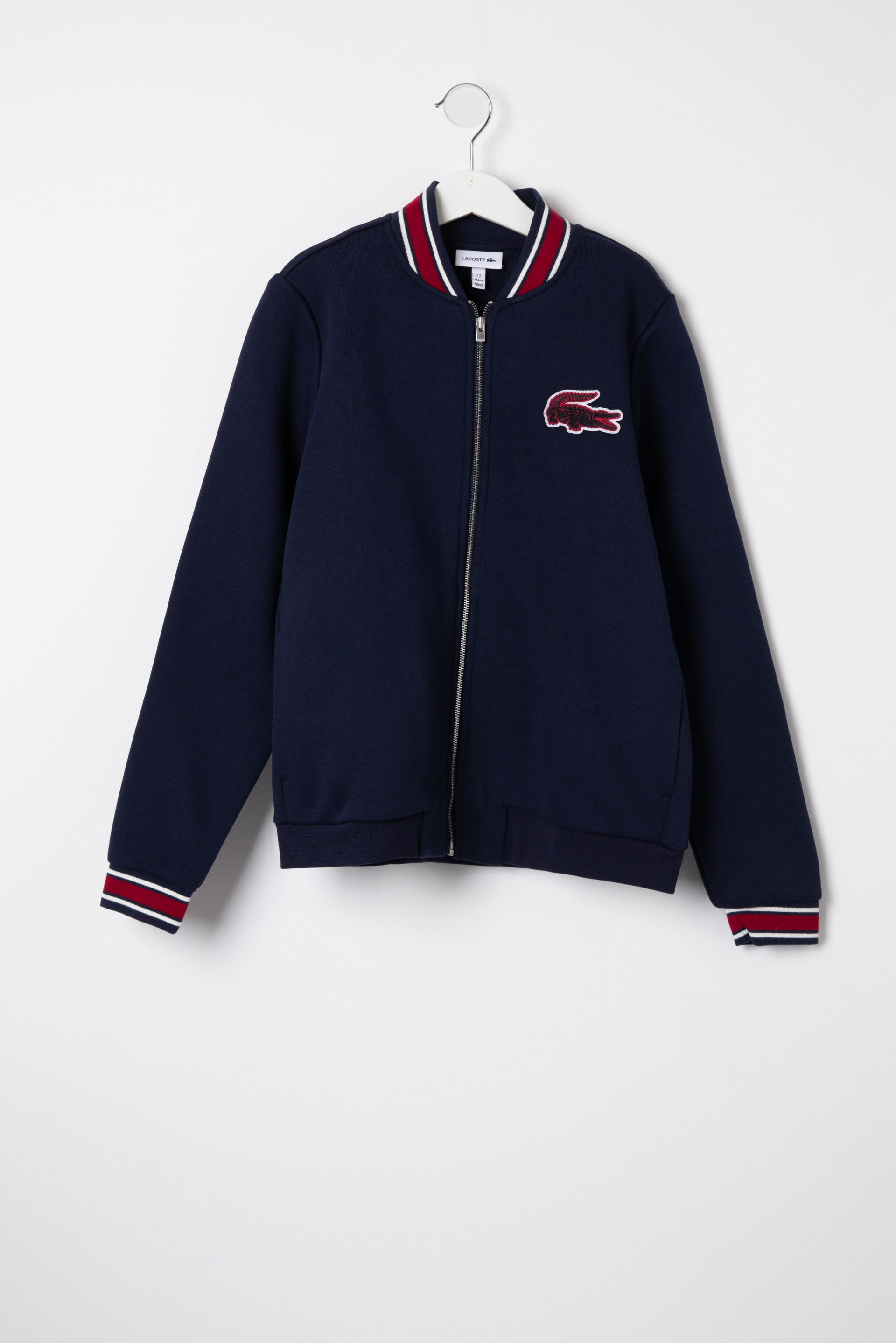 

Lacoste Contrast Stripes And Croc Patch Teddy Jacket