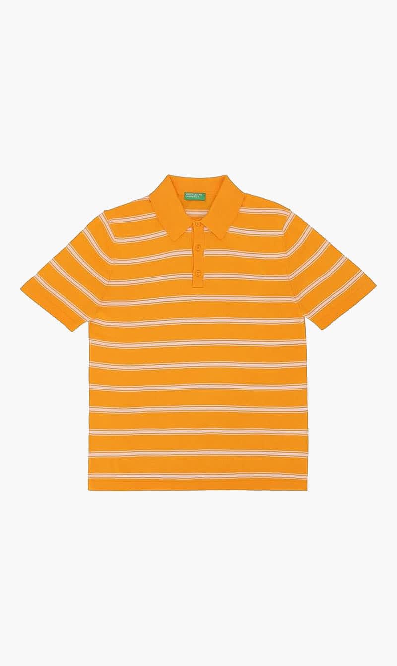 Yellow United Colors Of Benetton Red Striped Knit Polo Shirt for Men