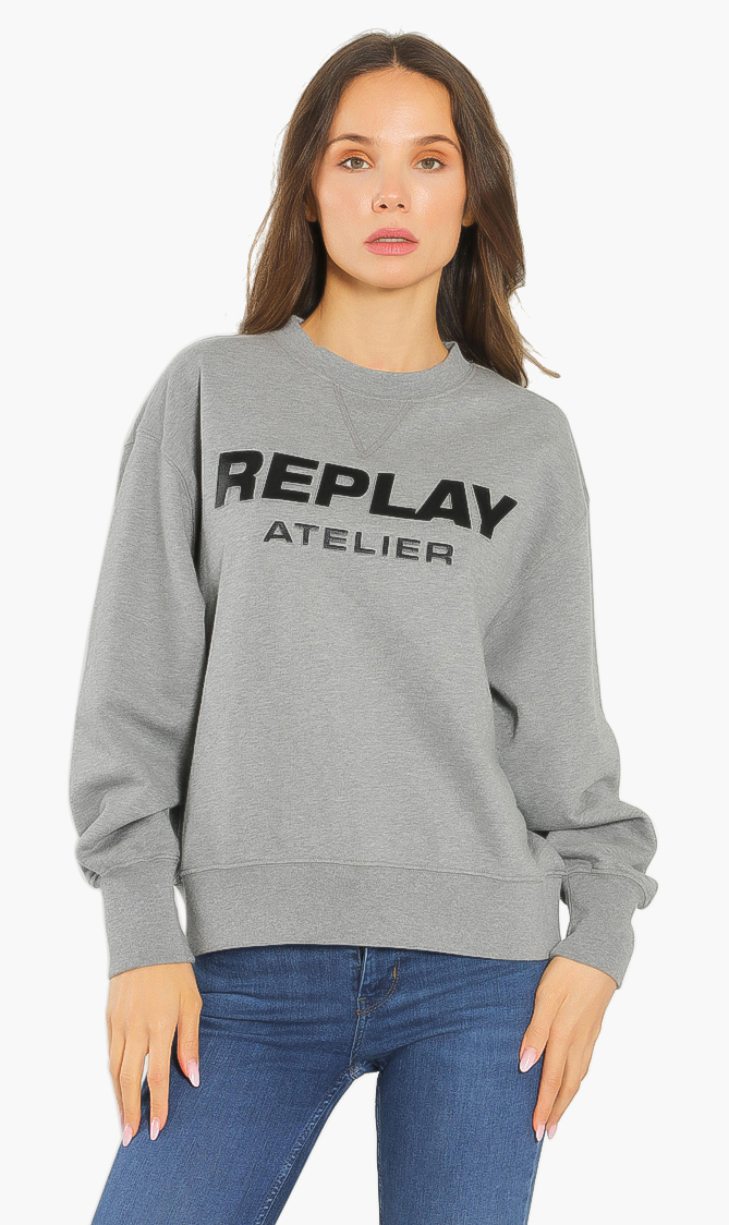

Embossed Logo Crop Sweatshirt, Grey