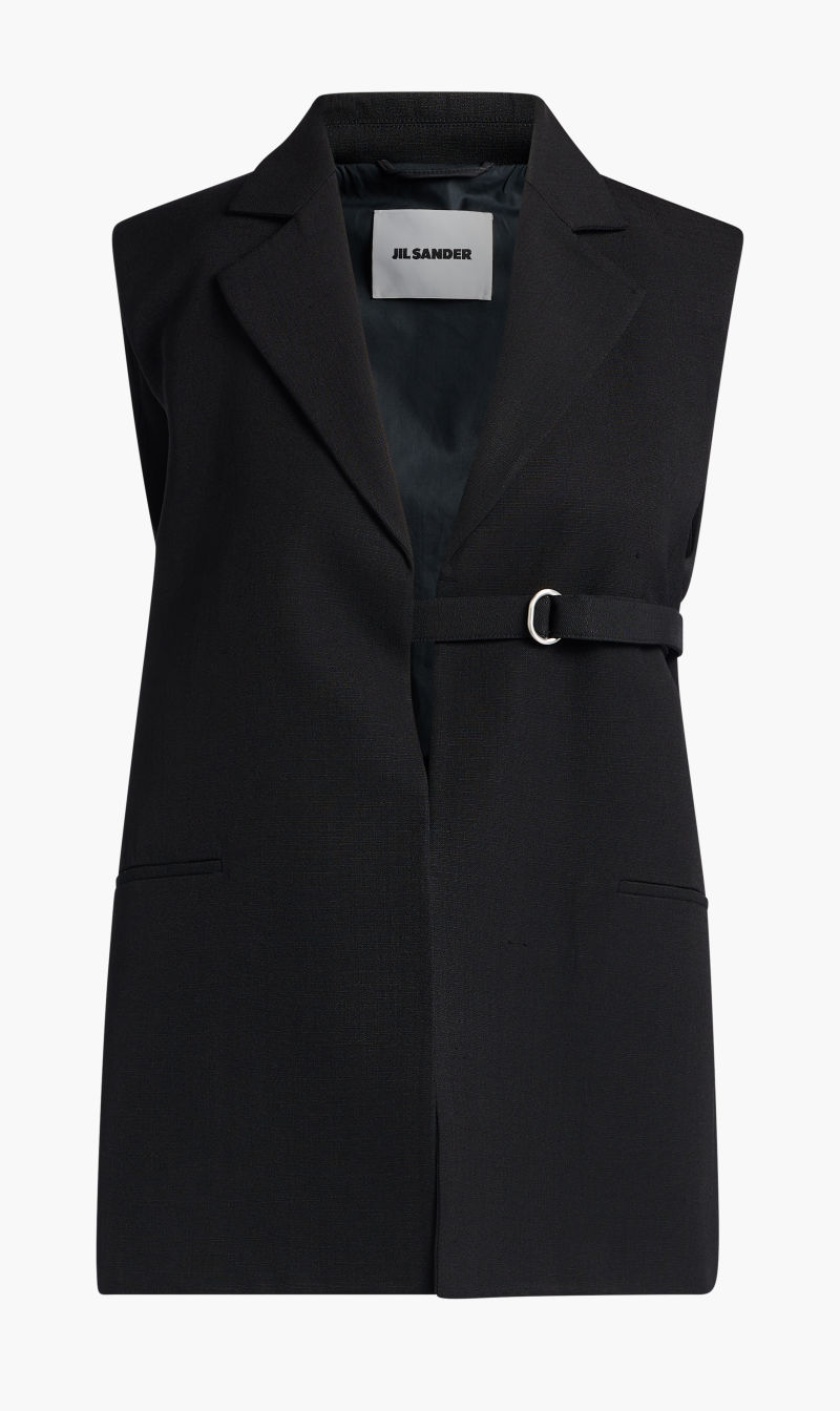 

Jil Sander Black Vest 10 Tm Fluid Silk And Viscose for Women | The Deal Outlet