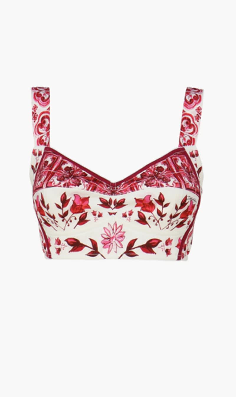 

Dolce & Gabbana Red Majolica Print Balconette Top for Women | The Deal Outlet