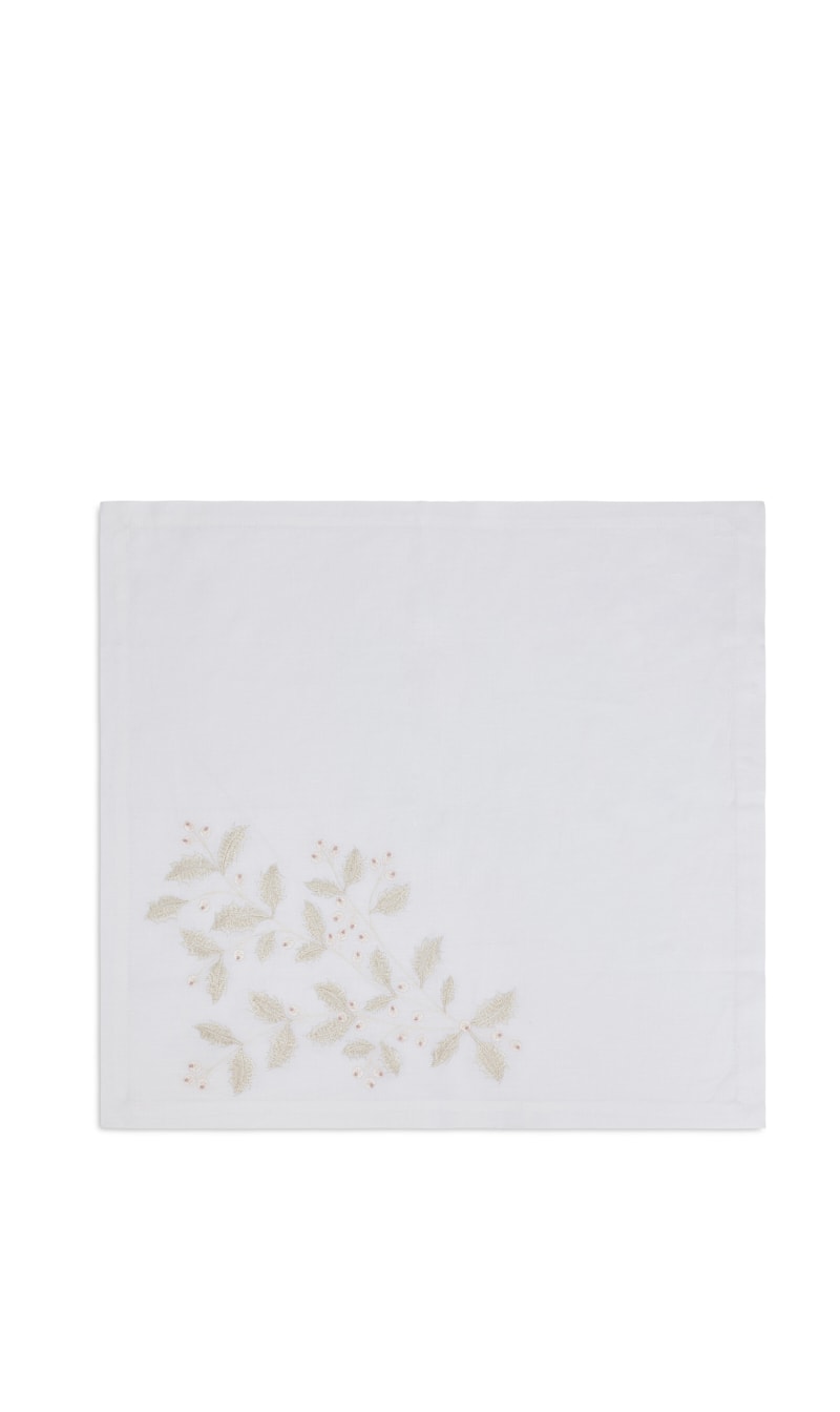

Catherine Denoual Cdu White Christmas Mistletoe Napkin 46 X 46 | The Deal Outlet