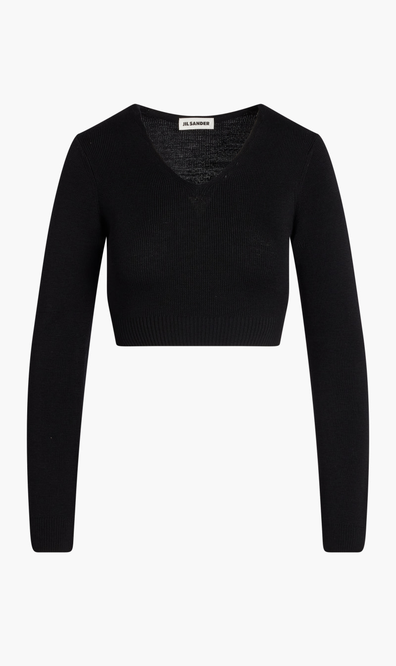 

Jil Sander Black Full Sleeve Crop Top for Women | The Deal Outlet