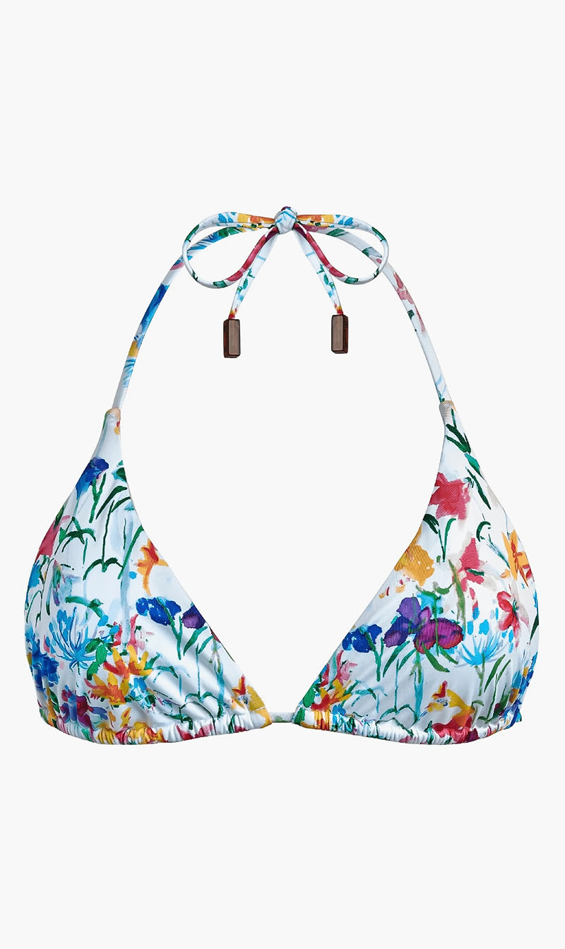 

Vilebrequin White Happy Flowers Triangle Bikini Top for Women | The Deal Outlet