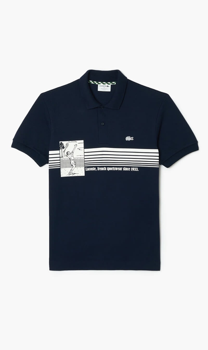 

Lacoste Blue French Made Original L.12.12 Print Polo Shirt for Men | The Deal Outlet