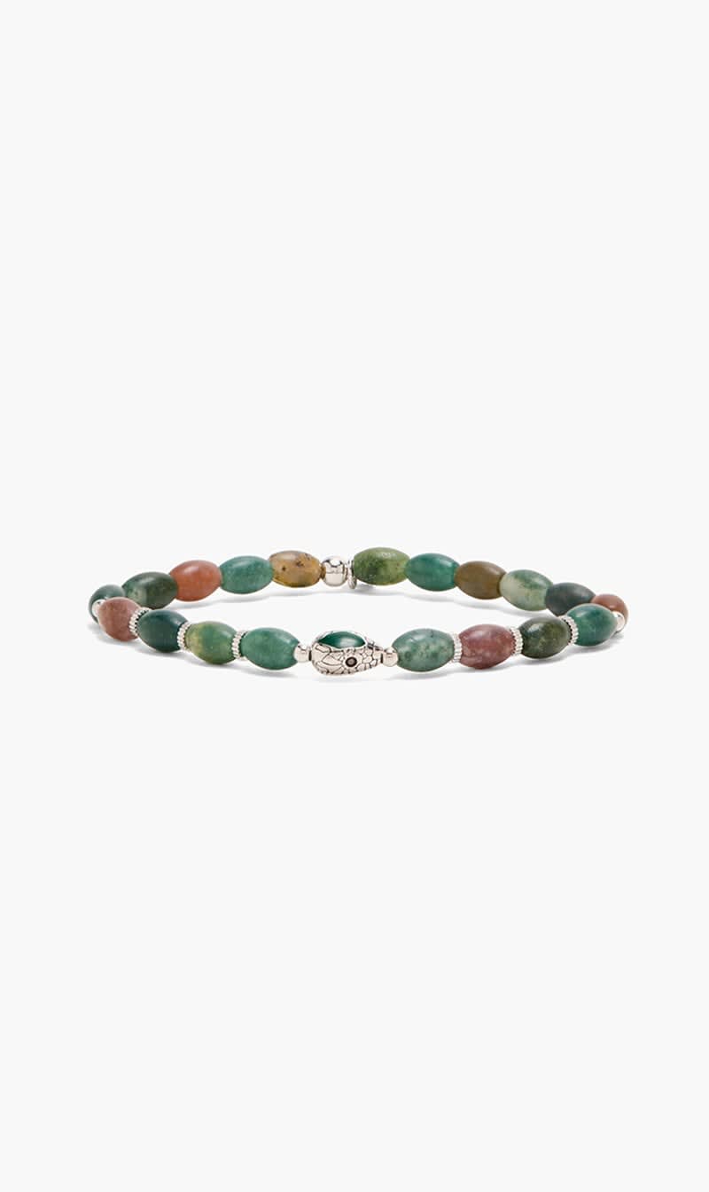 

Tateossian Green Viper Bracelet In Rhodium Plated Silver And Indian Jasper () for Men | The Deal Outlet