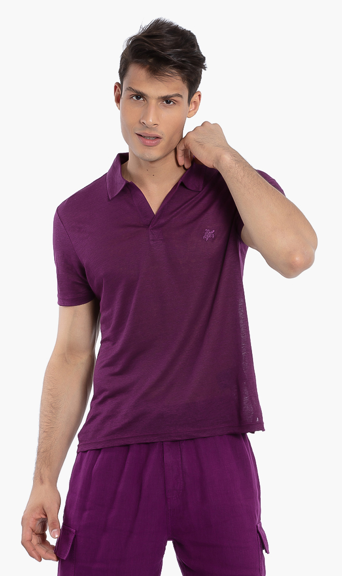 

Pyramid Linen Polo Shirt, Purple