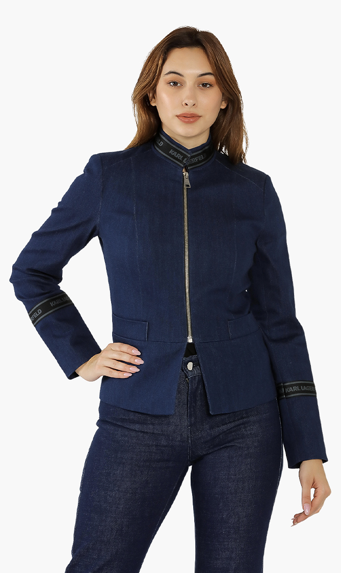 

Logo Tape Collar Denim Jacket