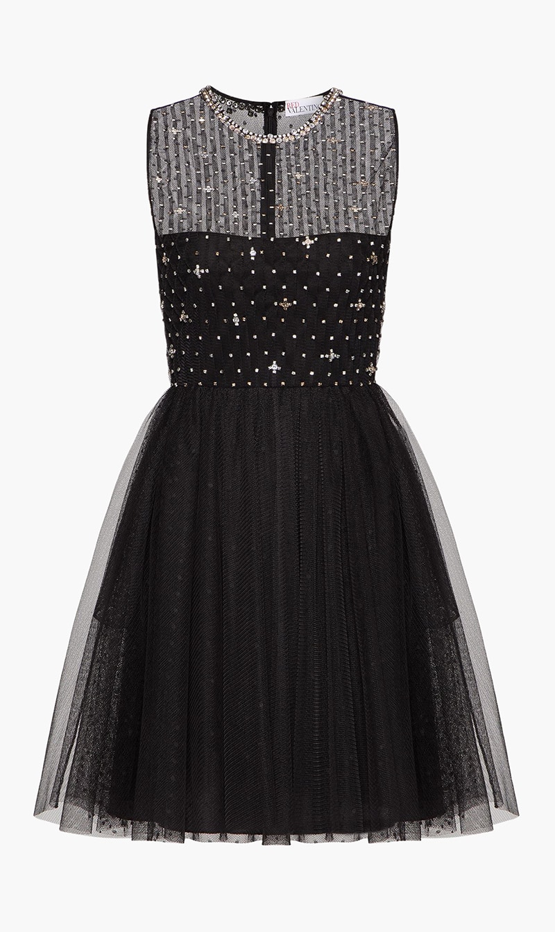 

Red Valentino Tulle Dress With Rhinestone Embroidery