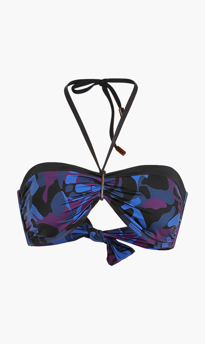 

Feery Turtle Camouflage Bandeau Bikini Top, Blue